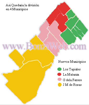Hipotesis de nuevos Municipios de la división de La Matanza  -  BonziWeb  - Aldo Bonzi